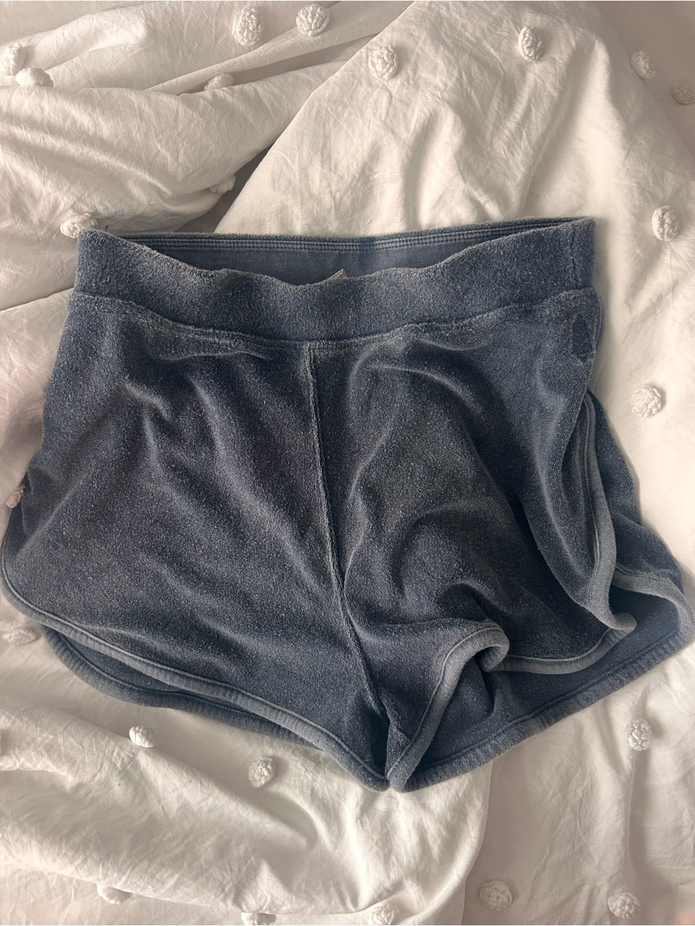Free People Velvet-Look Lounge Shorts in Slate Blue